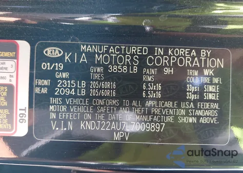 2020 Kia Soul Lx z USA, uszkodzony, nr VIN KNDJ22AU7L7009897